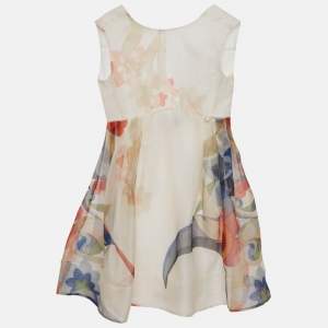 Pre Owned Fendi Kids White Floral Print Silk Dress 6 Yrs 