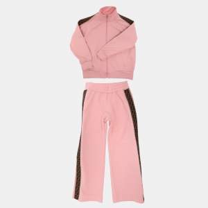 Pre Owned Fendi Kids Pink Jersey Track Tracksuit 8 Yrs