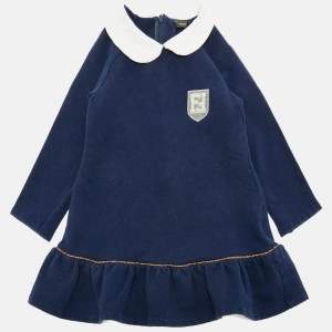 Pre Owned Fendi Kids Blue Cotton Dress 24M
