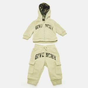 Givenchy Kids Green Logo Embroidery Cotton Knit Hoodie and Sweatpants Set 6 M