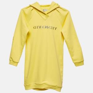 Givenchy Yellow Logo Embroidered Cotton Hoodie Dress 12Y