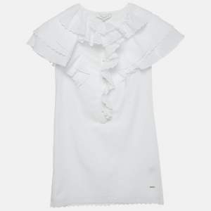 Givenchy Kids White Broderie Fracaise Cotton Ruffled Dress 10 Yrs