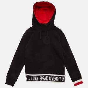 Givenchy Black Kids Black Logo Band Detail Cotton Knit Hoodie 8 Yrs