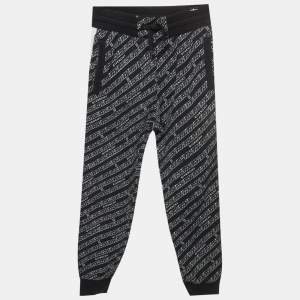 Pre Owned Givenchy Kids Black Logo Chain Link Print Jersey Sweatpants 8 Yrs 