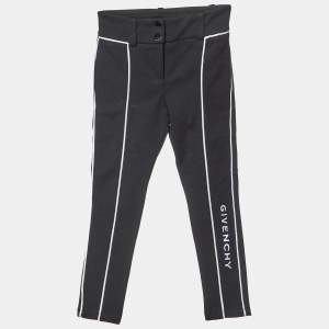 Givenchy Kids Black Cotton Blend Logo Embroidered Pants 4 Yrs