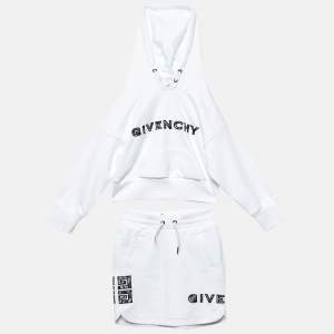 Givenchy Kids White Logo Embroidered Skirt & Hoodie Set 6 Yrs