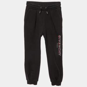 Givenchy Kids Black Cotton Logo Embroidered Joggers Size 6 Yrs 