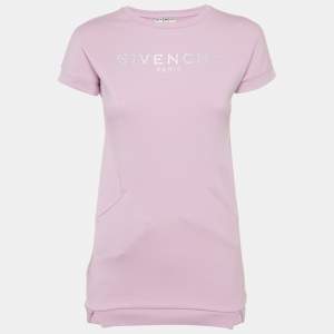 Pre Owned Givenchy Kids Purple Logo Print Cotton Dress 10Yrs