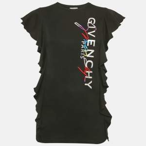 Pre Owned توب جيفنشي قطن محاك بتفاصيل شعار أسود 10 سنوات