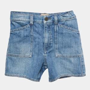 Pre Owned Gucci Kids Blue Cat Embroidered Denim Shorts 8 Yrs 