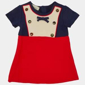 Gucci Kids Red/Navy Blue Jersey Dress Size 12/18 M