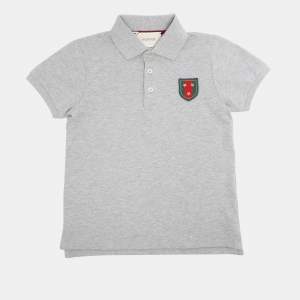 Gucci Grey Collar Jersey Polo T-Shirt 8 Yrs