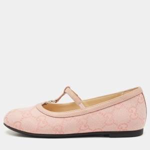 Gucci Pink GG Canvas Double G Ballet Flats Size 29