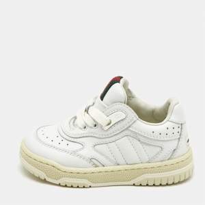 Gucci White Leather Re-Web Sneakers Size 20