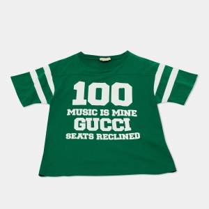 Pre Owned Gucci Kids Green Printed Jersey T-Shirt 8Yrs