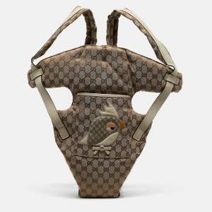 Gucci Beige GG Canvas and Leather Zoo Patch Baby Carrier