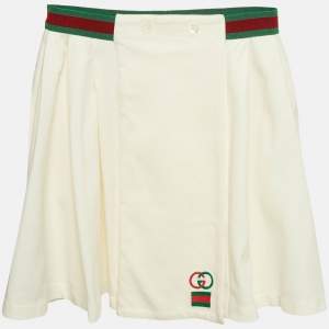 Gucci Kids Off White Web Waistband Jersey Pleated Mini Skirt 12 Yrs 