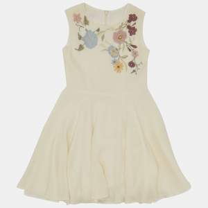 Gucci Cream Silk Floral Embroidered Dress Size 5 Yrs