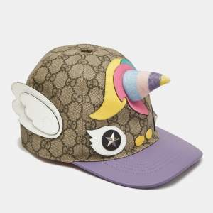 Gucci Kids Beige Coated Canvas Unicorn Baseball Cap M