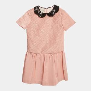 مملوكة مسبقًا Gucci Kids Pink Sequin Collar Synthetic Dress 10Yrs