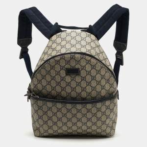 Pre Owned حقيبة ظهر غوتشي من قماش GG سوبرم ب لون كحلي/بيج