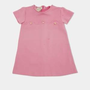 Pre Owned Gucci Kids Pink Jersey A-Line Dress 24 M