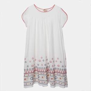 Pre Owned Gucci Girls White Embroidered Cotton Dress 14Yrs