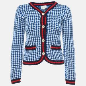 Gucci Blue/White Patterned Wool Buttoned Cardigan (10 Yrs)