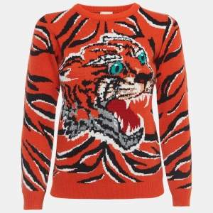 Gucci Orange Tiger Intarsia Wool Sweater (10 Yrs)