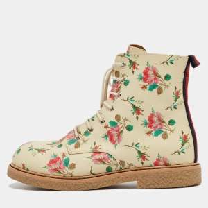 Gucci Multicolor Rose Print Supreme Canvas Ankle Boots Size 33