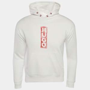 Hugo Boss Kids White Printed Cotton Hoodie 12 Yrs 