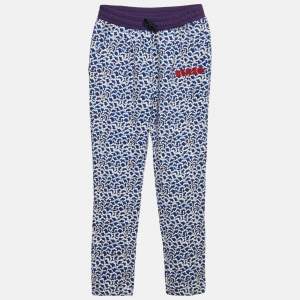 Pre Owned Kenzo Kids Purple/Blue Print Cotton Track Pants 14Yrs