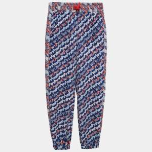 Kenzo Kids Blue/Red Printed Crepe Track Pants 8 Yrs 