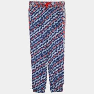 Kenzo Kids Royal Blue Printed Crepe Pants 8 Yrs