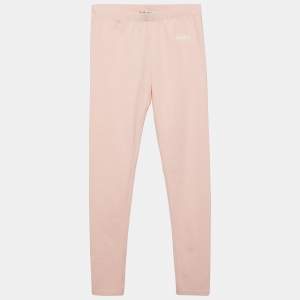 Kenzo Kids Pink Logo Print Cotton Knit Leggings 12 Yrs