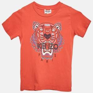 Kenzo Kids Red Tiger Logo Print Jersey T-Shirt 4 Yrs
