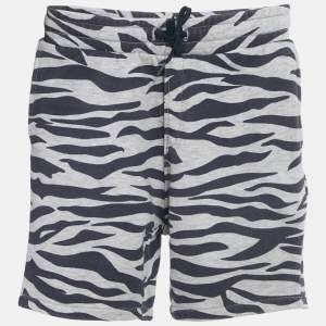 Pre Owned Kenzo kids Grey /Navy Blue Tiger Striped Cotton Drawstring Shorts 8Yrs 