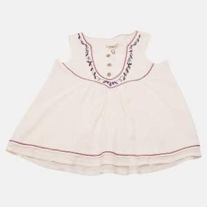 Kenzo White Embroidered Cotton Sleeveless Top 10 Yrs