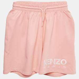 Kenzo Pink Logo Embroidered Cotton Knit Shorts 12 Yrs