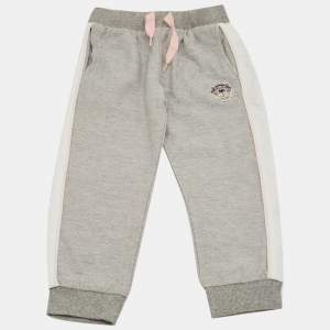 Pre Owned Kenzo Kids Grey Logo Applique Cotton Joggers 4Yrs