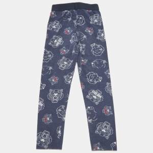 Pre Owned Kenzo Kids Blue Logo Print Jersey Leggings 5Yrs