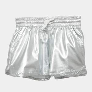 Pre Owned Kenzo Kids Metallic Coated Synthetic Drawstring Shorts 6Yrs