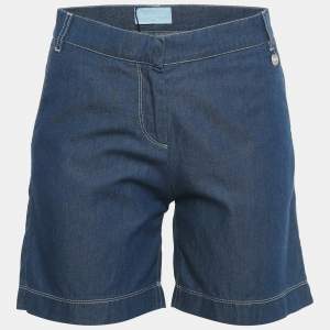 Pre Owned Lanvin Kids Blue Pocket Embroidered Chambray Shorts 14Yrs