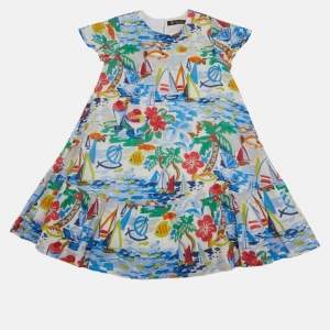 Pre Owned Loro Piana Multicolour Vacation Print Ruffle Dress 4Yrs