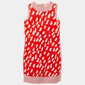 Marni Kids Red Printed Cotton Shift Dress Size 10 Yrs