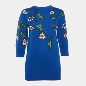 Marni Blue Floral Embroidered Cotton Knit Dress 8 Yrs