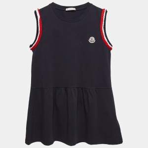Moncler Navy Blue Cotton Knit Ruffled Sleeveless Top 12 Yrs