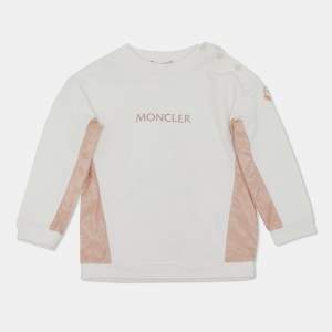 Moncler White Logo Print Cotton Panel Detail Sweatshirt 2 Yrs