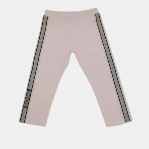 Moncler Kids Pink Cotton Knit Tape Trimmed Trackpants 2 Yrs