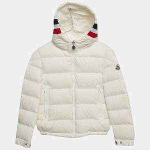 مملوكة مسبقًا Moncler White Polyamide Hooded Puffer Jacket 10 Years